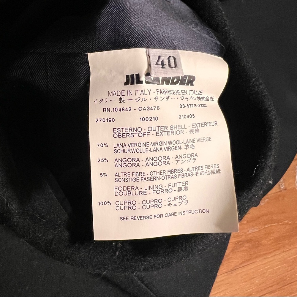 Jil Sander Coat Women Size 40 US 8 Wool Angora Black Long Button - Picture 9 of 11